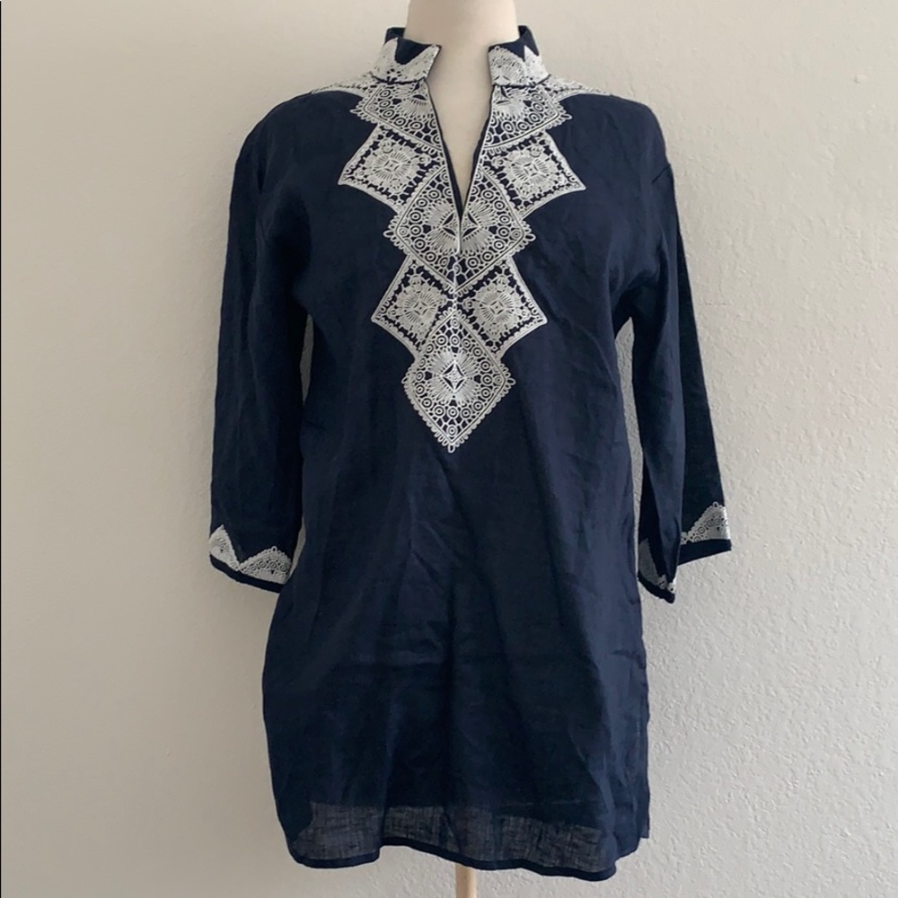 NWOT Tory Burch Linen Embroidered Tunic Sz Small